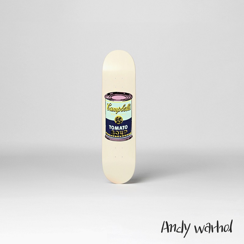 앤디 워홀 아트스케이트보드 Andy Warhol&#039;s Coloured Campbell&#039;s Soup Eggplant Art Skateboard
