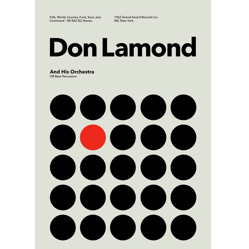 돈 레몬드 아트 포스터 Don Lamond And His Orchestra Off Beat Percussion Limited Edition Graphic Art Print